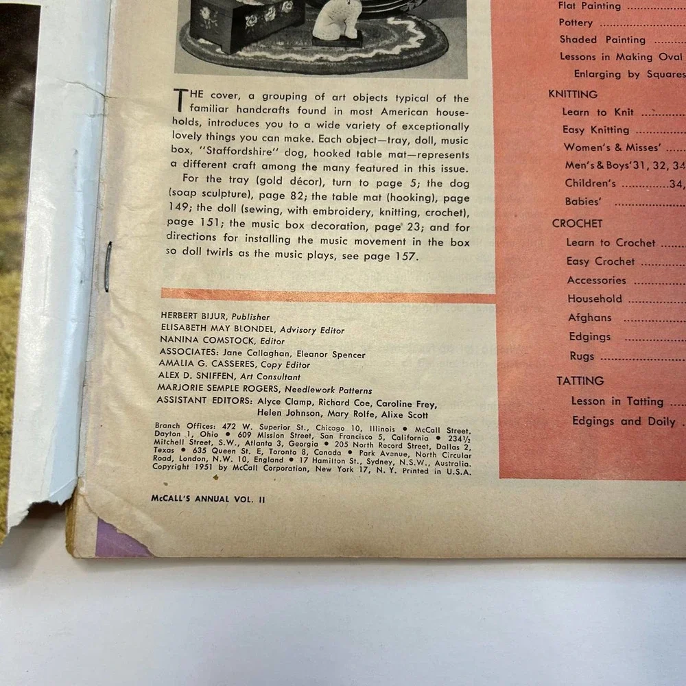 Vintage 1951 Mccalls‎ Needlework & Crafts Annual Volume II Magazine